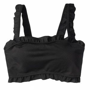 Cupshe Black Ruffle Bandeau Swimsuit Top